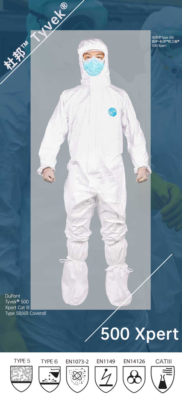 杜邦™ Tyvek® 500 Xpert 防護(hù)服